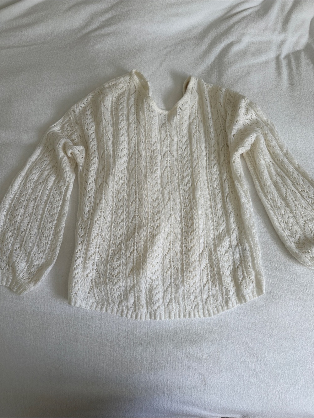 bishop + young White Openwork keyhole back Tie Knit Sweater XS